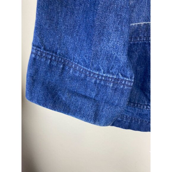 Vtg David Brooks Denim Chore Barn Jacket Suede Collar Womens Large Wool lining - Picture 14 of 16